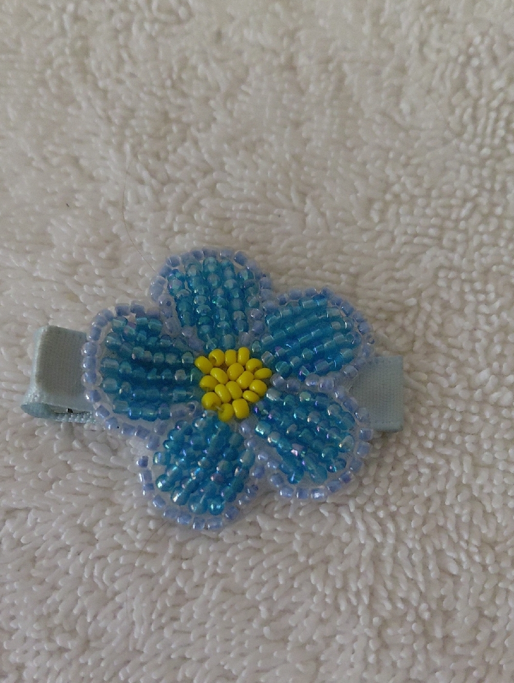 Blue Beaded Flower Hair Clip